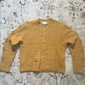 Yellow Cable Knit Crew Neck Sweater